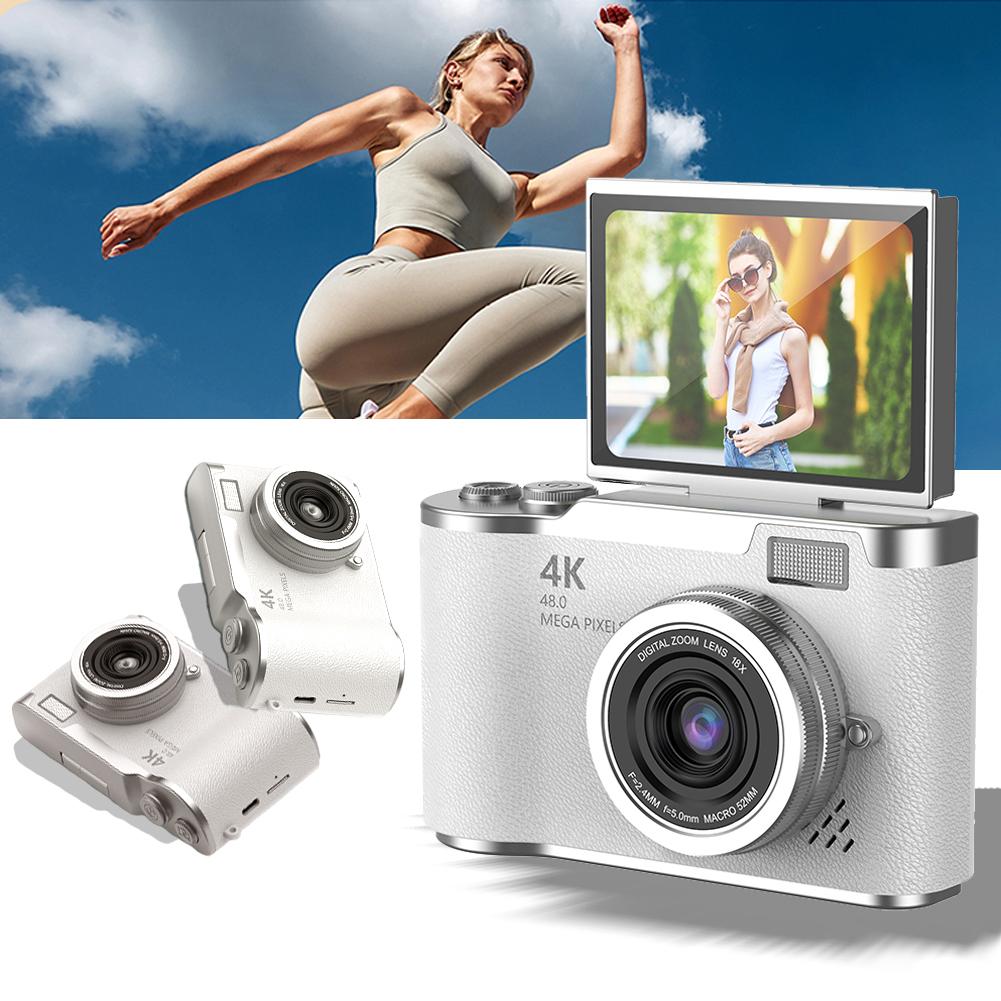 4K Digital Camera 48MP Compact Small Camera 8X Zoom Vlogging Camera 180 Flip Screen Vintage Camera for Teens Adult Beginner