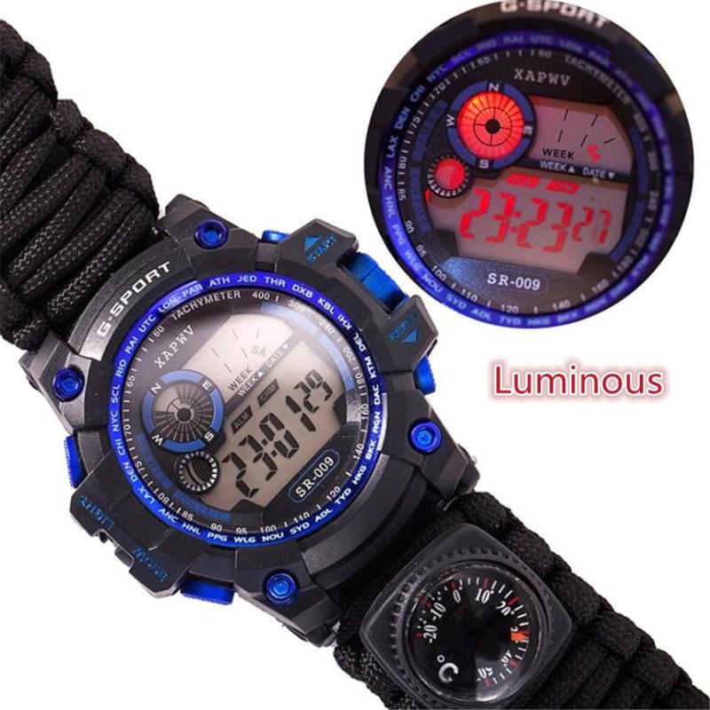 Waterproof Watch Multifunctional Outdoor Survival Rope Bracelet Adjustable Adventure Bracelet