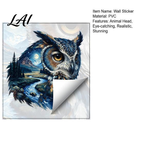 Creative Wildlife Art Stickers Animal Head Wall Sticker Peel And Stick Lion Tiger Owl Leopard Soft Decoration for Home PVC Decal Removable