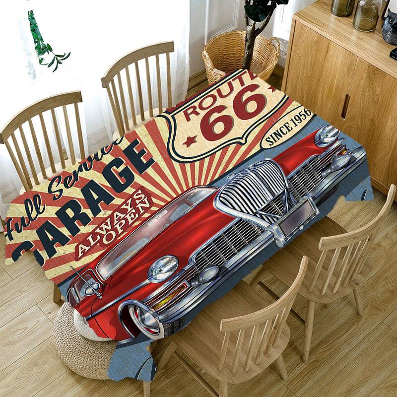 Vintage Car Printed Tablecloth Home Table Decoration Anti -Fouling Accessories Rectangular Restaurant Coffee Table Tablecloth