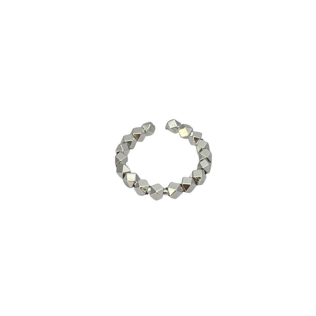 Geometric Cut Open Ring: 3D Silver Patchwork Jewelry