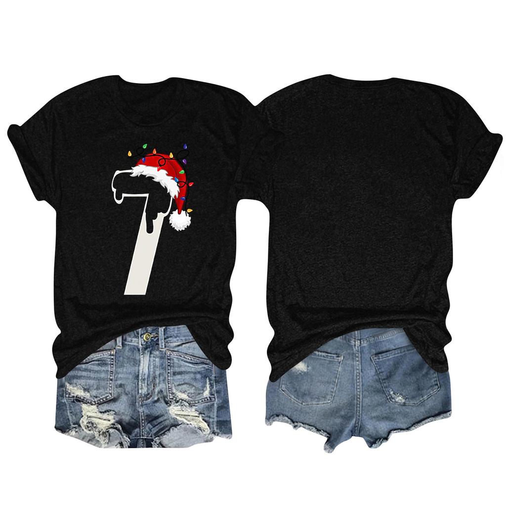 Camiseta de manga corta con cuello redondo y estampado de moda para mujer