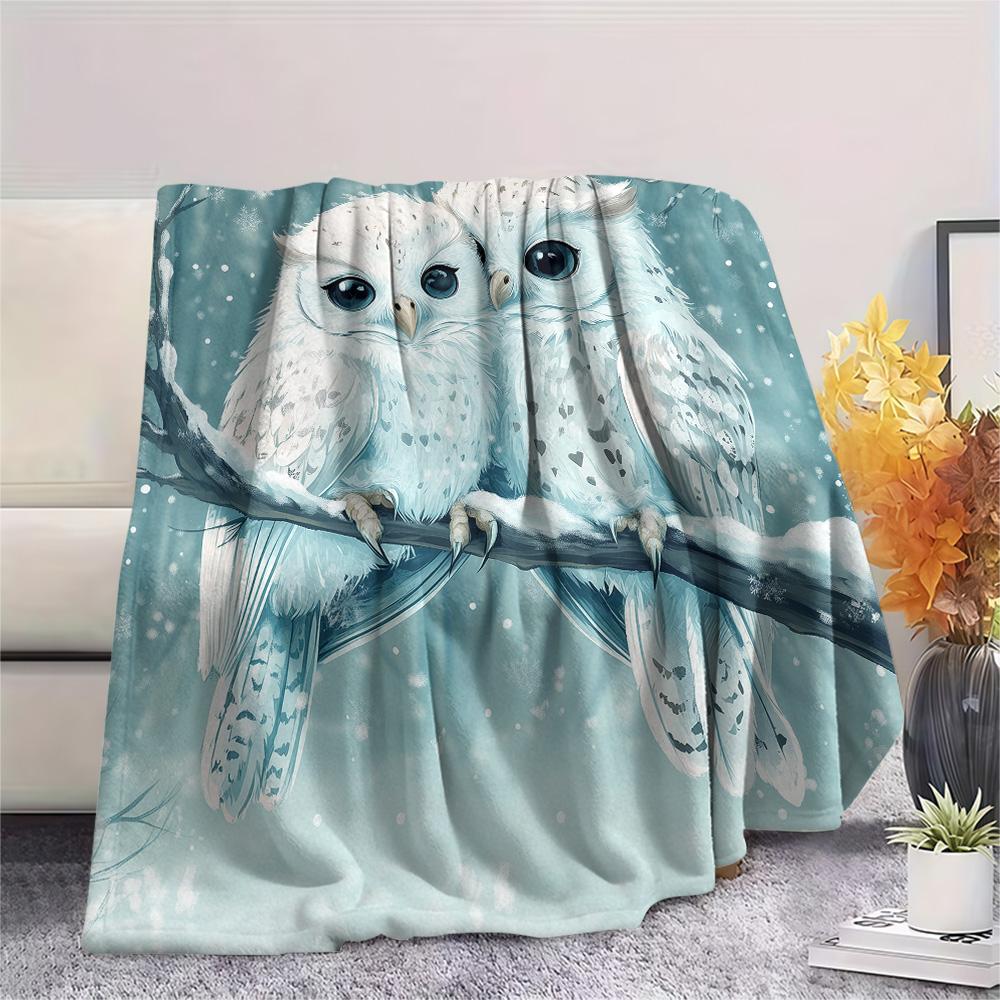 Owls Print Flannel Blanket, High quality Comfortable for All Seasons, Home Decor, Warmth and Comfort