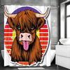 Cartoon Savage Cow Shower Curtain, Bathroom Decorative Shower Curtain, Waterproof Shower Curtain with Hooks
