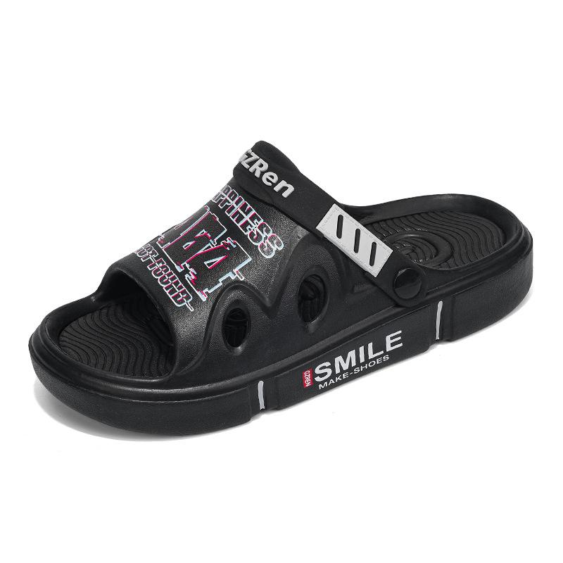 Slippers men's 2025 summer new teenagers daily indoor non-slip elastic thick bottom outdoor one word cool slippers tide