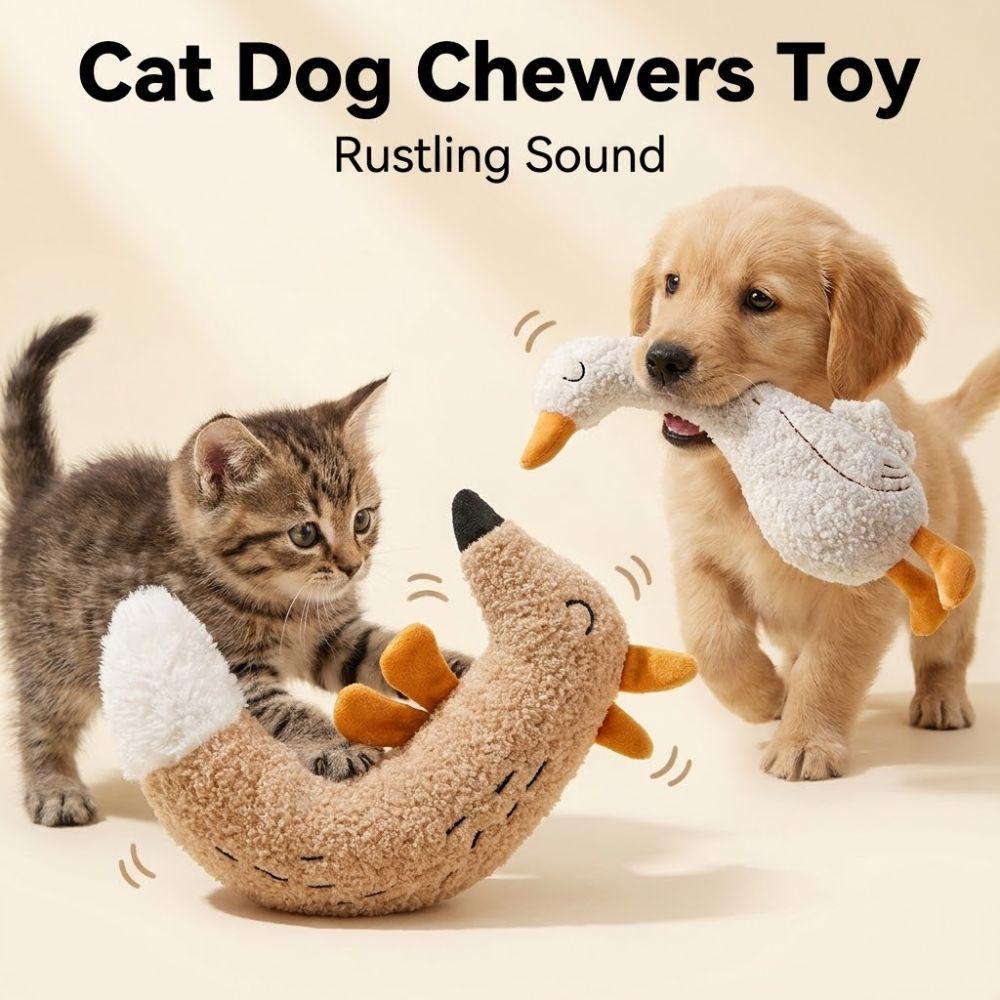 Plush Pet Teething Toy Rustling Sound Cat Interactive Toy Cat Dog Chewers Toy Relieve Boredom