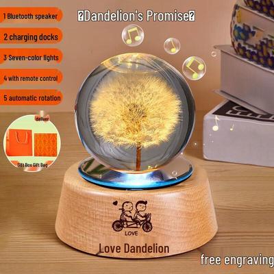 Dandelion Crystal Ball Bluetooth Speaker Music Box CN Plug (adapter Included)