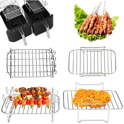 Stojan na fritézu s dvojitým košem Fritézy z nerezové oceli Držák na gril Příslušenství k fritéze Stojan na vaření Stojan na toasty do trouby