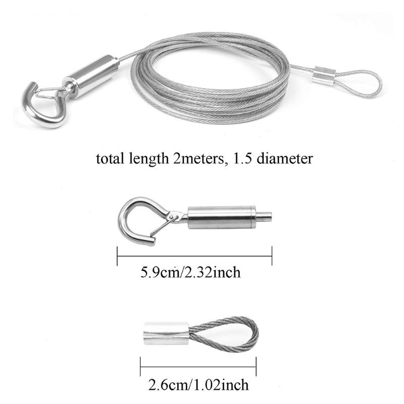 2m/78.74'' Adjustable Heavy Duty Stainless Steel Wire Rope Frame Hanger Rope