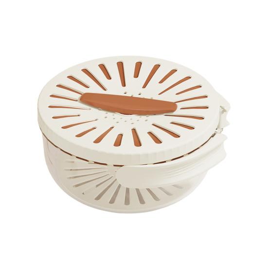 2-in-1 Draining And Preservation Basket Fruit Bowl with Strainer Lid Fruit And Vegetable Washing Bowl with Foldable Handle for Camping Kitchen Fridge