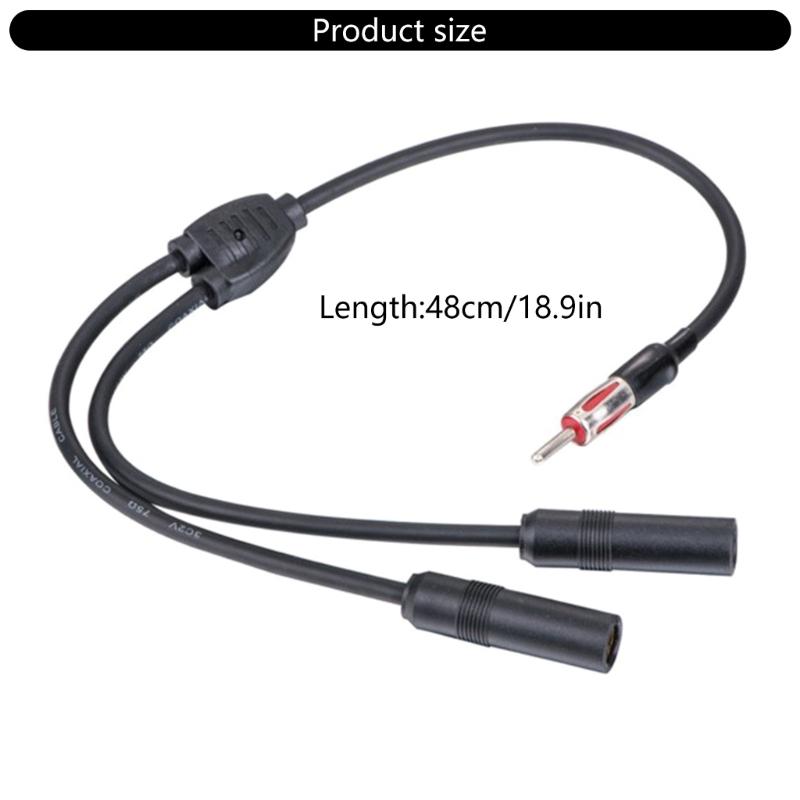 1 Male To 2 Female Car AM FM Radio Antenna Splitter Adapter Extension Cable 19in Y Adapter Connector for Car Truck SUV