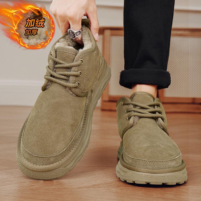 Winter New Velvet Warm Thickened Snow Boots Lace-up High-top Cotton Shoes Thick-soled Outdoor Short Boots