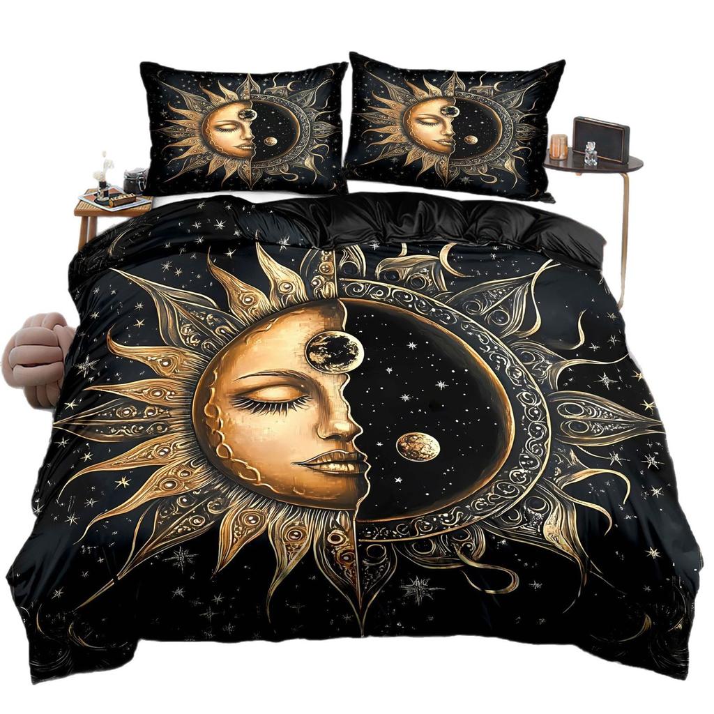 Apollo Sun Moon Digital Printing 3D Quilt Cover, Bedding Home Textile Three-Piece Set, Made
