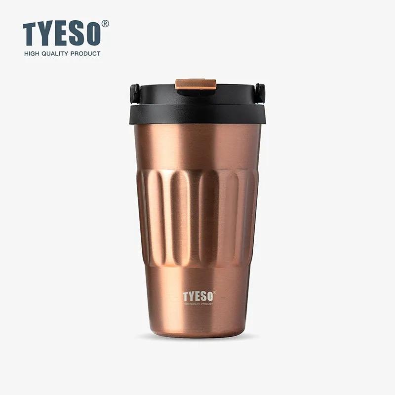 Tyeso 500ml Vintage Stainless Steel Vacuum Insulated Coffee Cup Portable Travel Thermos Mug with Handle Design for Daily Use