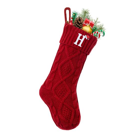 Christmas Stockings with Initials 18 Inches Large Embroidered Letter Christmas Stocking Monogram Knitted Stocking for Famliy Holiday Xmas Tree