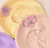 Baby Girls Autumn Winter Hat Cute Flower Beret Toddler Knitted Artist Hat Kids Woolen Cap For Newborn 6-12 Months Home Outdoor