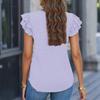 European and American 2025 Summer Women's Cross-border Women's Top, V-neck Pleated Short Sleeve T-shirt, Elegant and Elegant Ruffled Sleeve Shirt