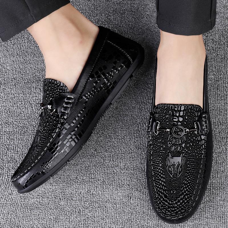 Autumn Casual Leather Shoes Men's Foot-fitting Casual Shoes Soft-soled Lazy One-pedal Doudou Shoes