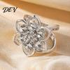 Shiny Scarf Fastener Rhinestone Flower Ring, Six Petal Clip Elegant Sparkling Holder for Women Shirts Silk Scarves Shawls Fashion Jewelry