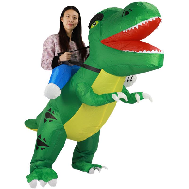 Goofy Dinosaur Christmas Inflatable Costume with Big Head and Bent Tail