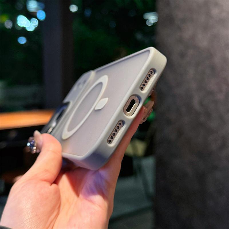 Matte Transparent Shockproof Armor Phone Case For Iphone 11 12 13 14 15 Plus 16 17 Air Pro Max Magnetic For Magsafe Bumper Cover