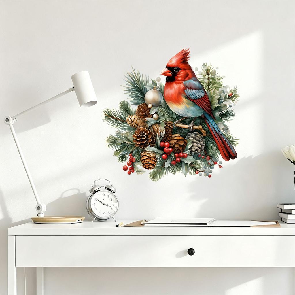 Sticker Feather Bird Christmas Self-adhesive Wall Sticker for Bedroom Wall Holiday Decoration Sticker
