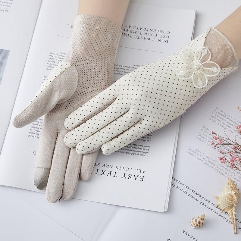 New Pure UV Protection Stretch Sun Protection Gloves Women's Thin Summer Non-slip Touch Screen Short Cotton Glove