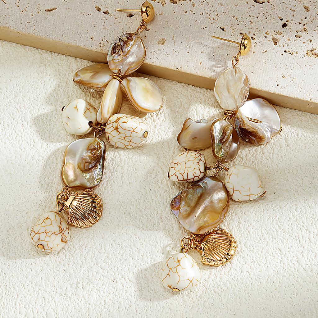 Starfish White Shell Conch Pendant Earrings Women Creative Beach Jewelry Gift
