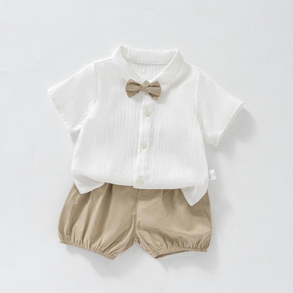 Baby Boy's First Birthday Formal Outfit – Short-Sleeve Shirt & Shorts Set