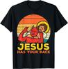Jesus Has Your Back Jiu Jitsu Retro Christian Unisex Wounisex Kids Tshirt Cotton Short Sleeve Lightweight Unisex Clothing