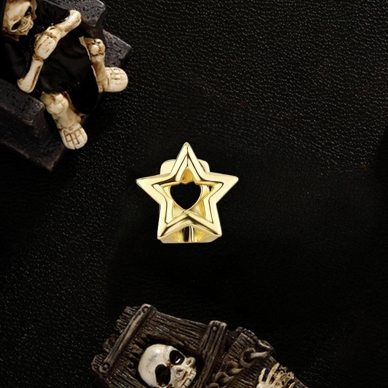 Five-Pointed Star Shape Single Smooth Teeth Cap European and American Trendy Hip-Hop Nightclub Teeth Cap Wholesale Hot-Selling Gold Teeth