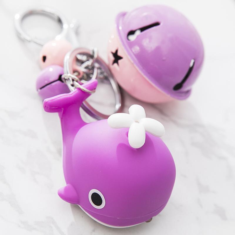 Whale LED Sound Keychain Mini Flashlight & Bag Pendant