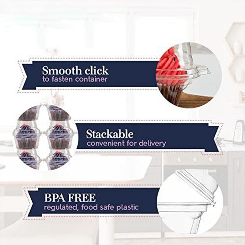 Individual Cupcake Containers 50X Clear Cupcake Carrier Reusable Stackable Dessert Case With Dome Lid Muffins Storage For