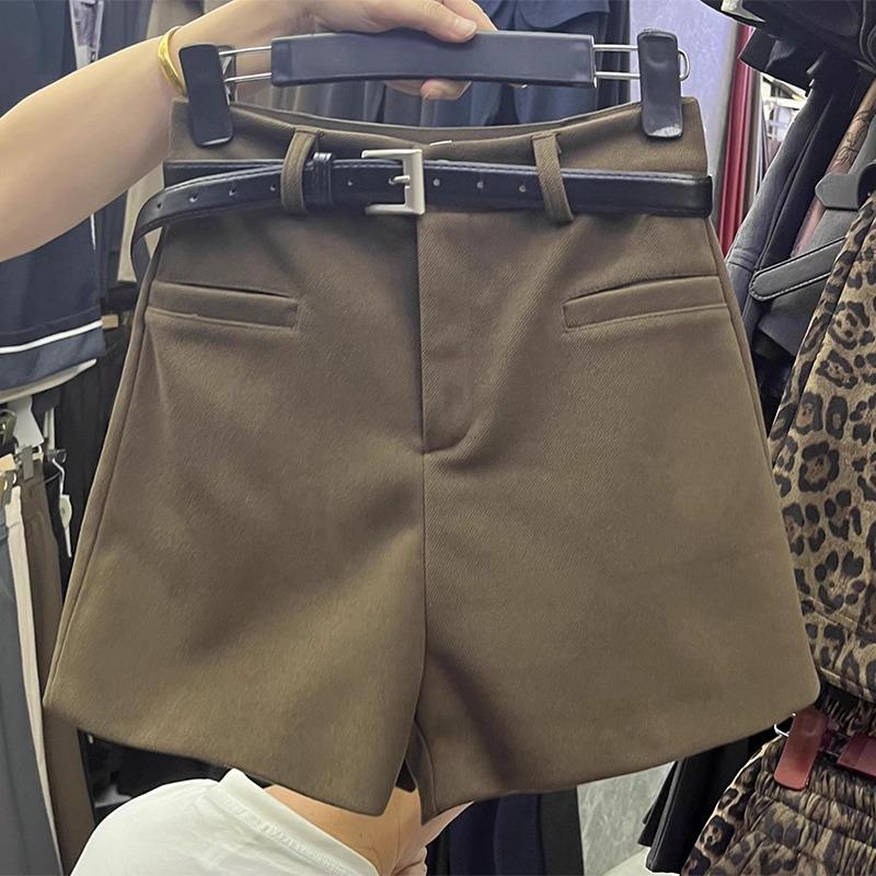 

2024 Осень/Зима Острая Девушка Шерстяные Серые А-силуэта Утягивающие Шорты-бути XS кофейный