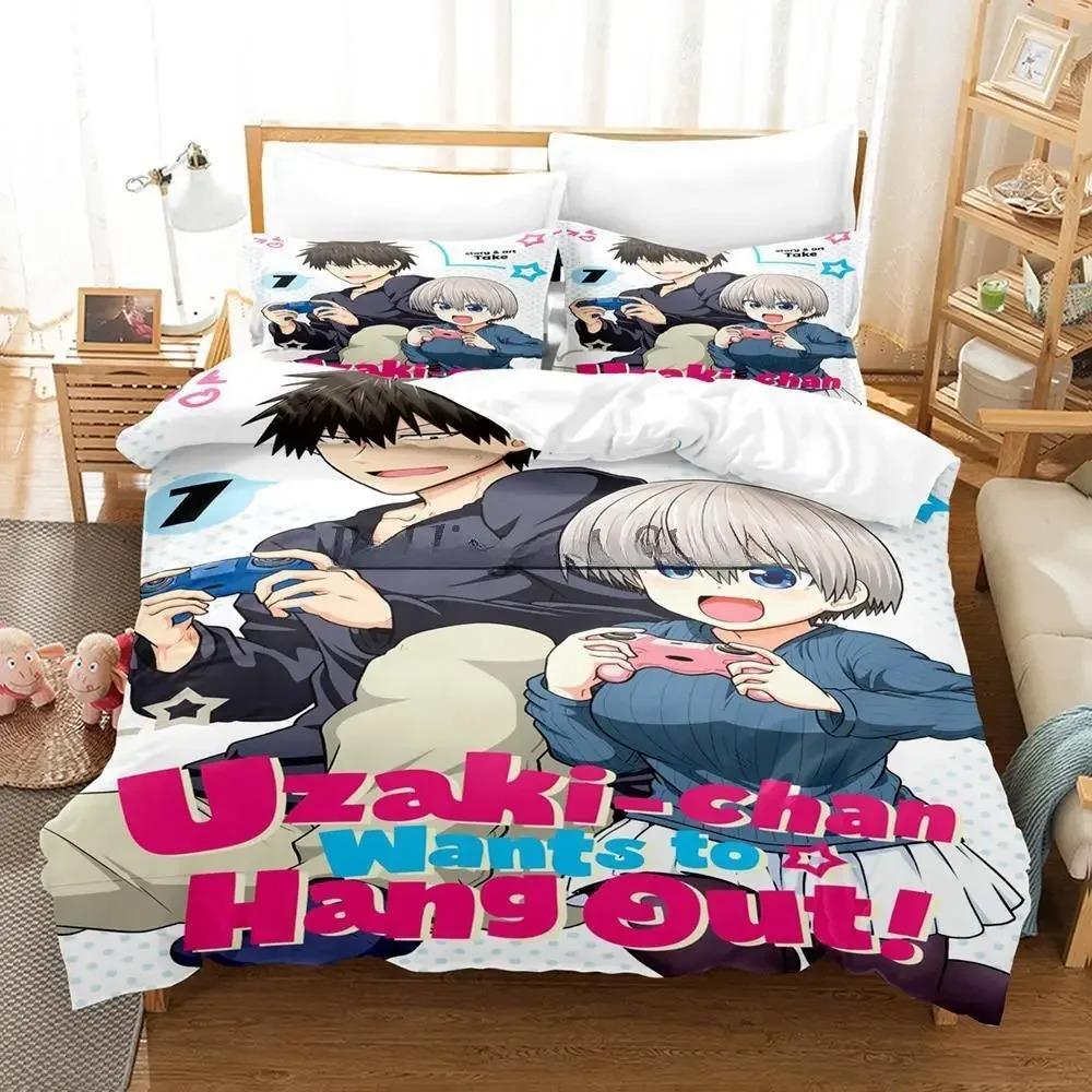 3D Anime Uzaki-chan Wants To Hang Out! Bedding Set Single Twin Full Queen King Size Bed Set Adult Kid Bedroom Duvet Cover Sets
