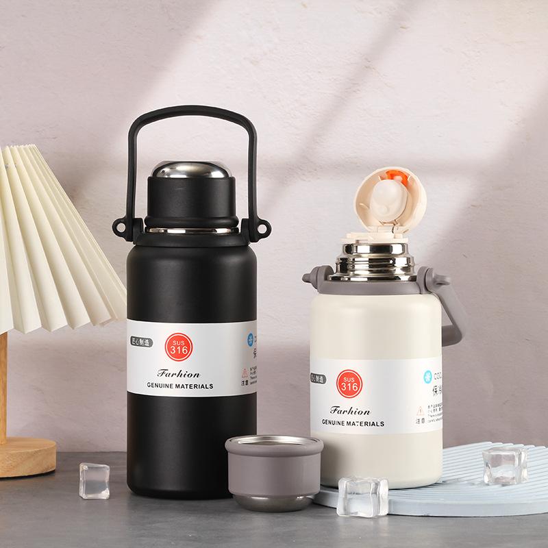 New Space Pot Big Cap Thermos Cup Sports Kettle Female Steel Water Cup Male Straw Cup Thermal Pot Durable Durable
