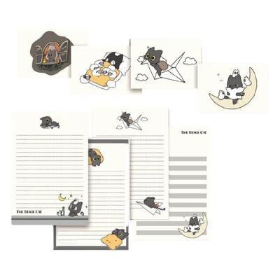 1 Set Kleines Schwarzes Katzen Schreibwaren-Set Schreibpapier mit Umschlägen Briefpapier und Umschläge Set für Einladungskarten
