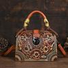 Johnature Vintage Luxury Handbag Handmade Leather Carved Women Bag Versatile Female Shoulder & Crossbody Bags