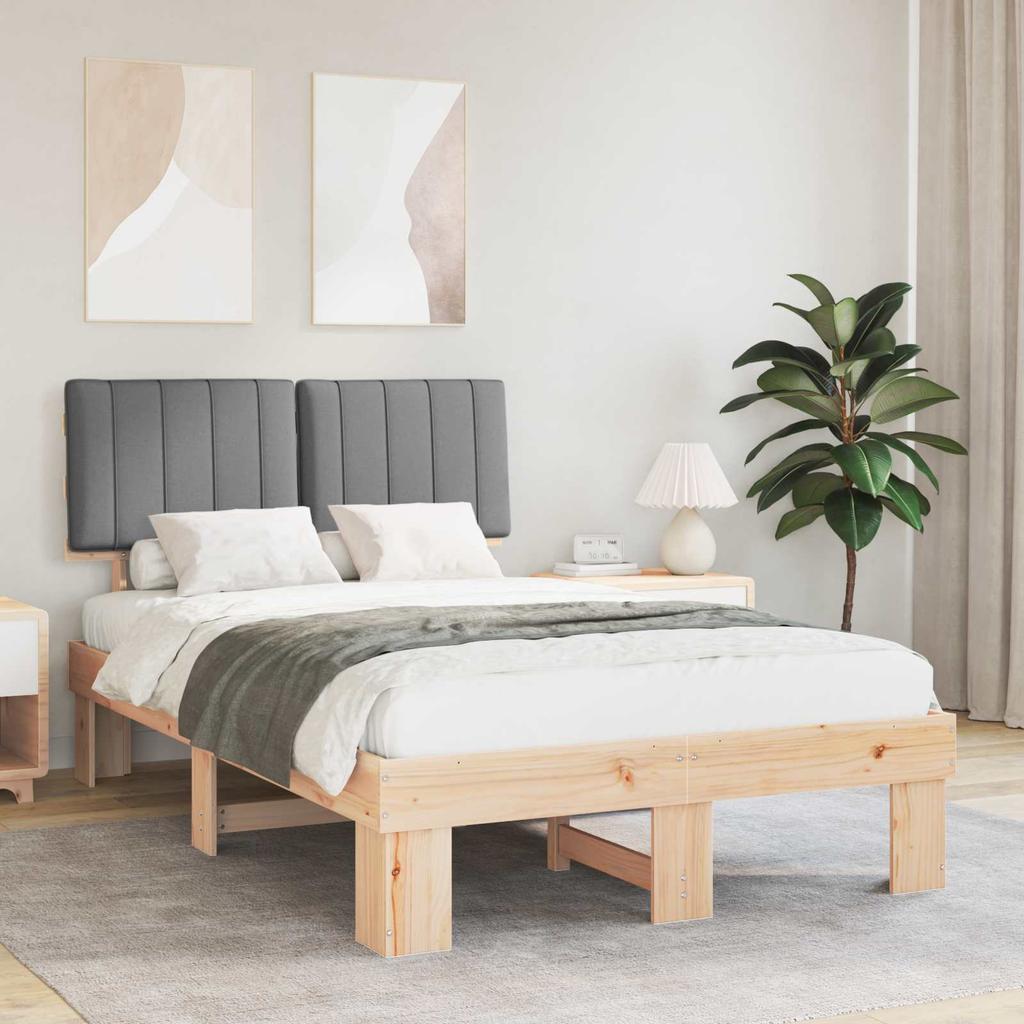Bed Frame with Upholstered Headboard Light Grey 120 x 190 cm