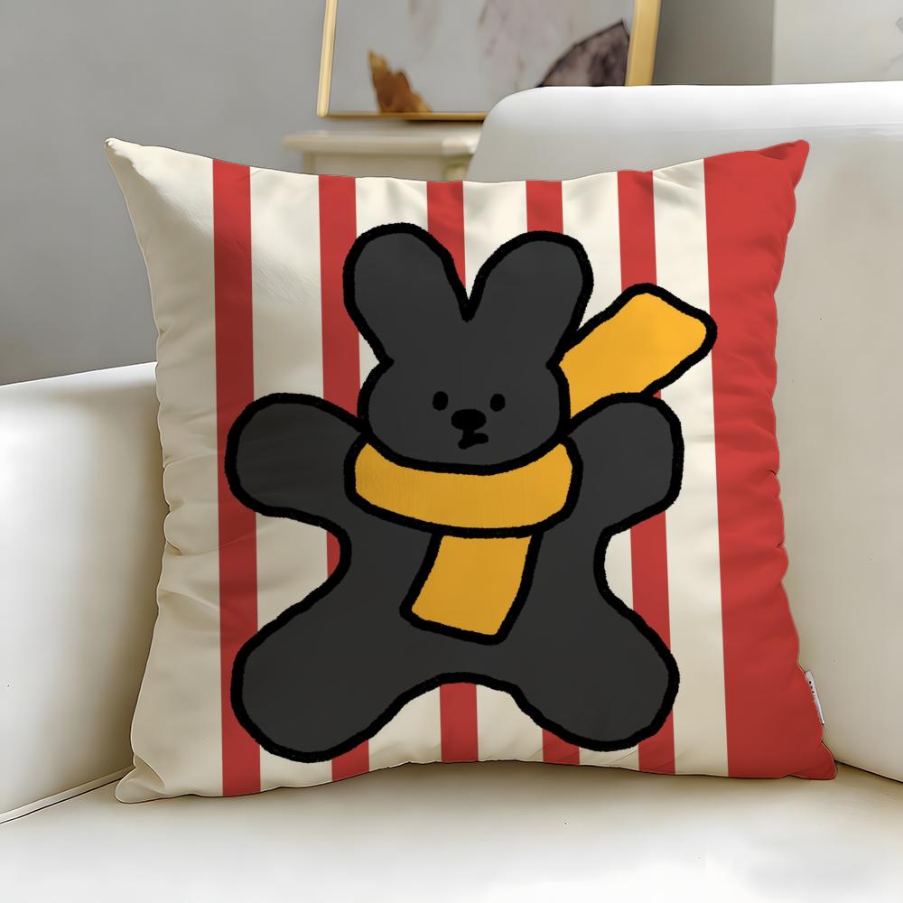 classic cartoon Happy Dog Cushion Cover Soft & Easy-Wash Pillow Case – Versatile for Couch, Bed, Travel and Office