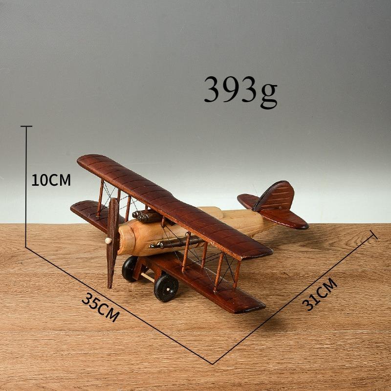 Modellino di Aereo Retro in Legno Fatto a Mano Vintage Decorazione da Scrivania Creativa Ornamenti Artigianali in Legno Unici per Interni Casa Ufficio