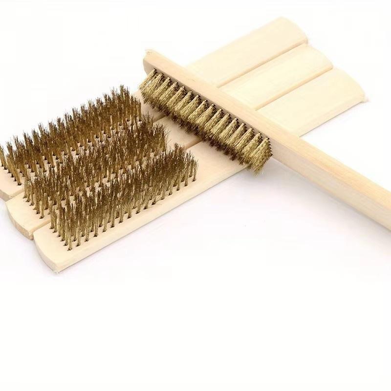 2pcs Heavy-Duty Copper Wire Brush Set-Effective Brush with Sturdy Handle for Paint Scrubbing Removing Unfinished Metal Etc