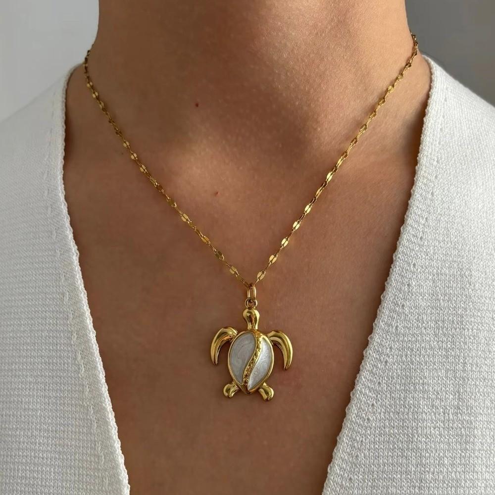 Ocean Elements Elegant Necklace Turtle Conch Design Collarbone Chain Daily Jewelry