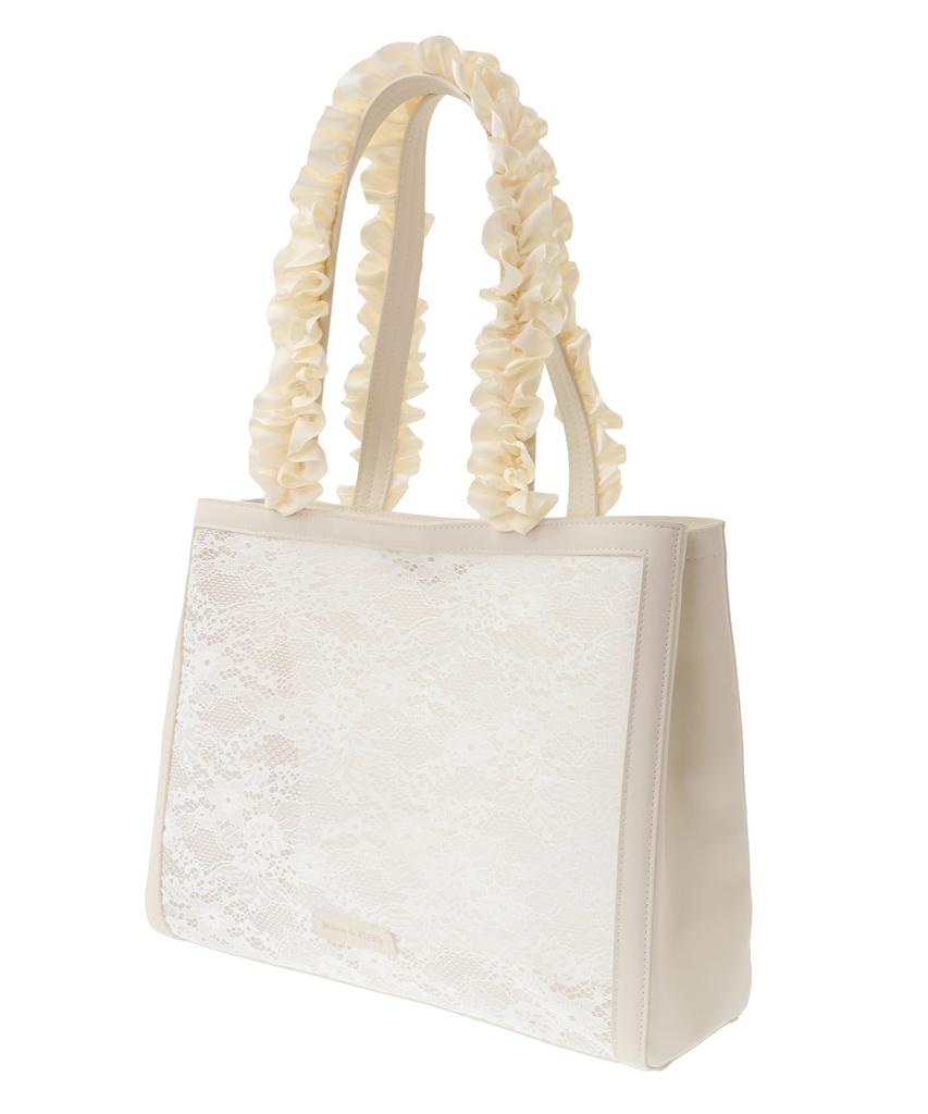 Maison de FLEUR Mesh Lace Square Tote Bag, Ivory, 08000248200