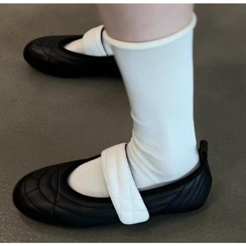 New Women's Mary Jane Shoes Female High Quality Leather Buckle Ballet Shoe for Women Round head Flat Cowhide Ladies Single Shoes