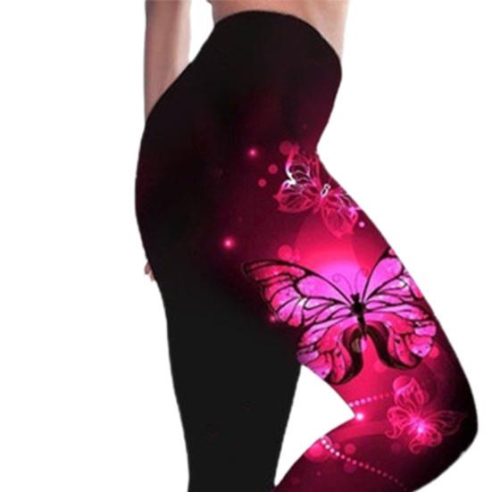 Leggings da donna a vita alta multicolore con stampa farfalla, sollevamento fianchi, elasticizzati, skinny, pantaloni per lo sport