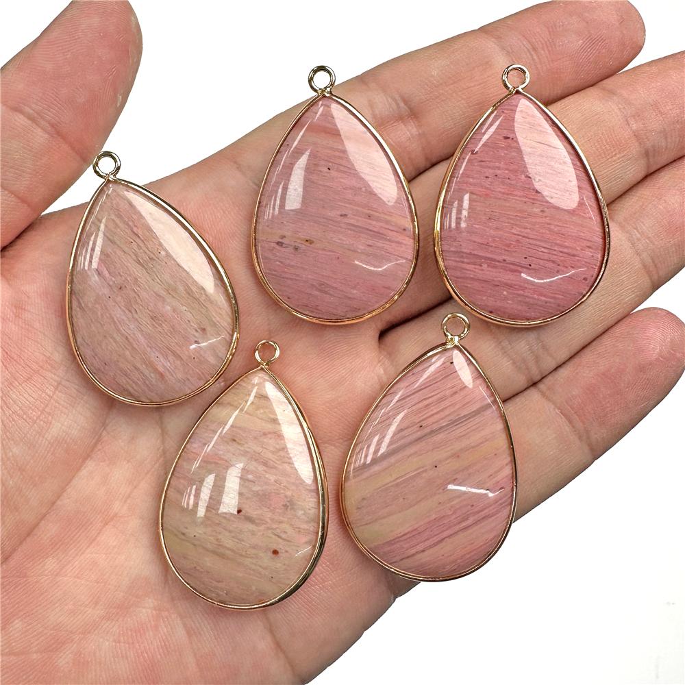 Pink Natural Rhodochrosite Pendant, Raw Gem Stone Accessories, Water Drop Pendants for Jewelry Making, Wholesale, 26x35mm 1PC