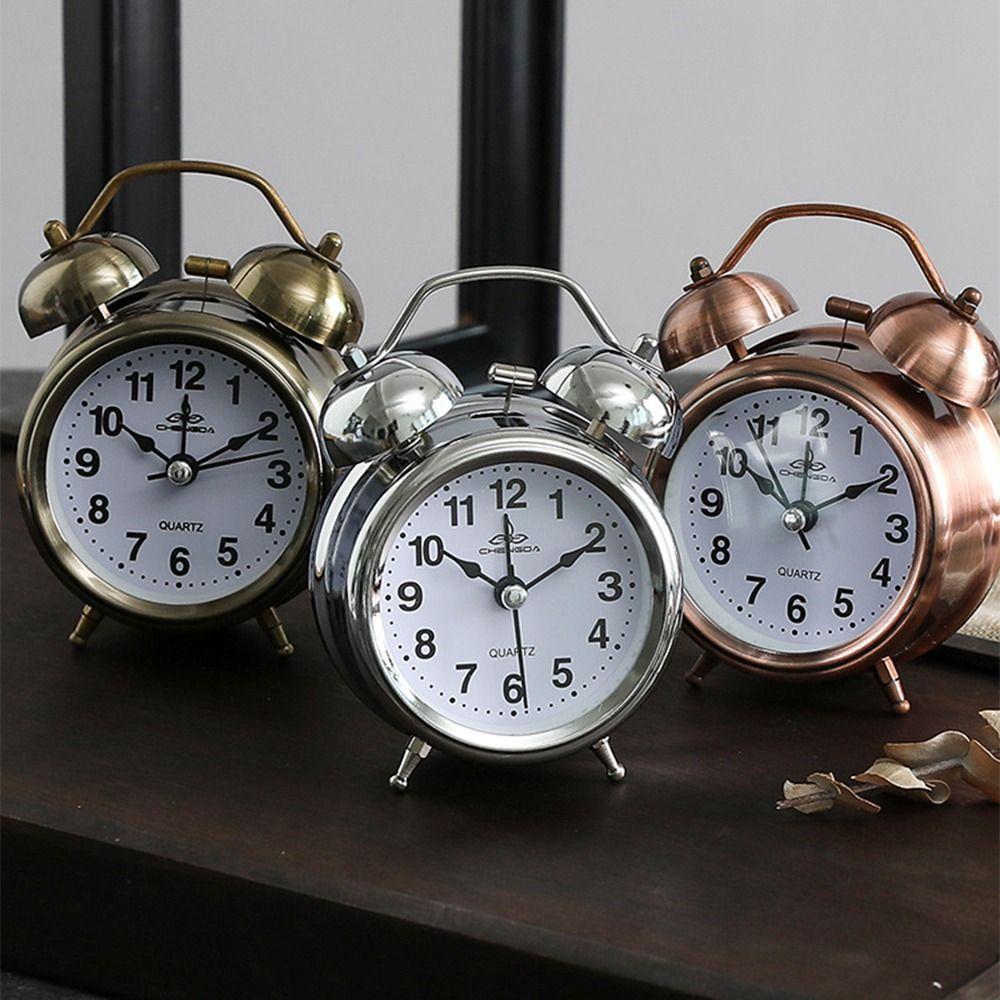 Mute Type Retro Alarm Clock Super Loud Bell Alarm Clock Study Silent Table Clock Clock Ornament
