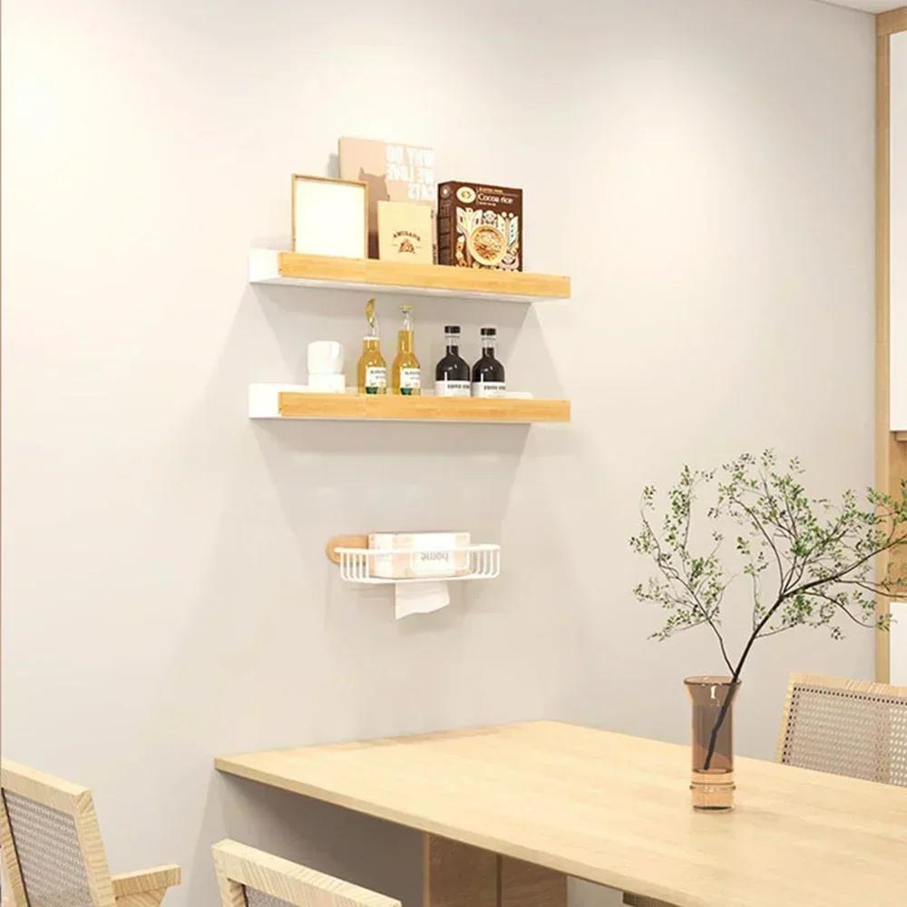 Wood Wall Mounted Shelf Wall Mounted Toilet Shampoo Holder Kitchen Shelf Shower Solid Wood Corner Shelves Organizer Storage Rack