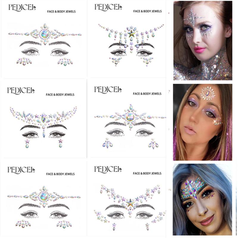 3D Rhinestone Bright Face stickers for festival Glitter Makeup Jewelry Sticker on Face crystals Gems jewels diamonds decoration